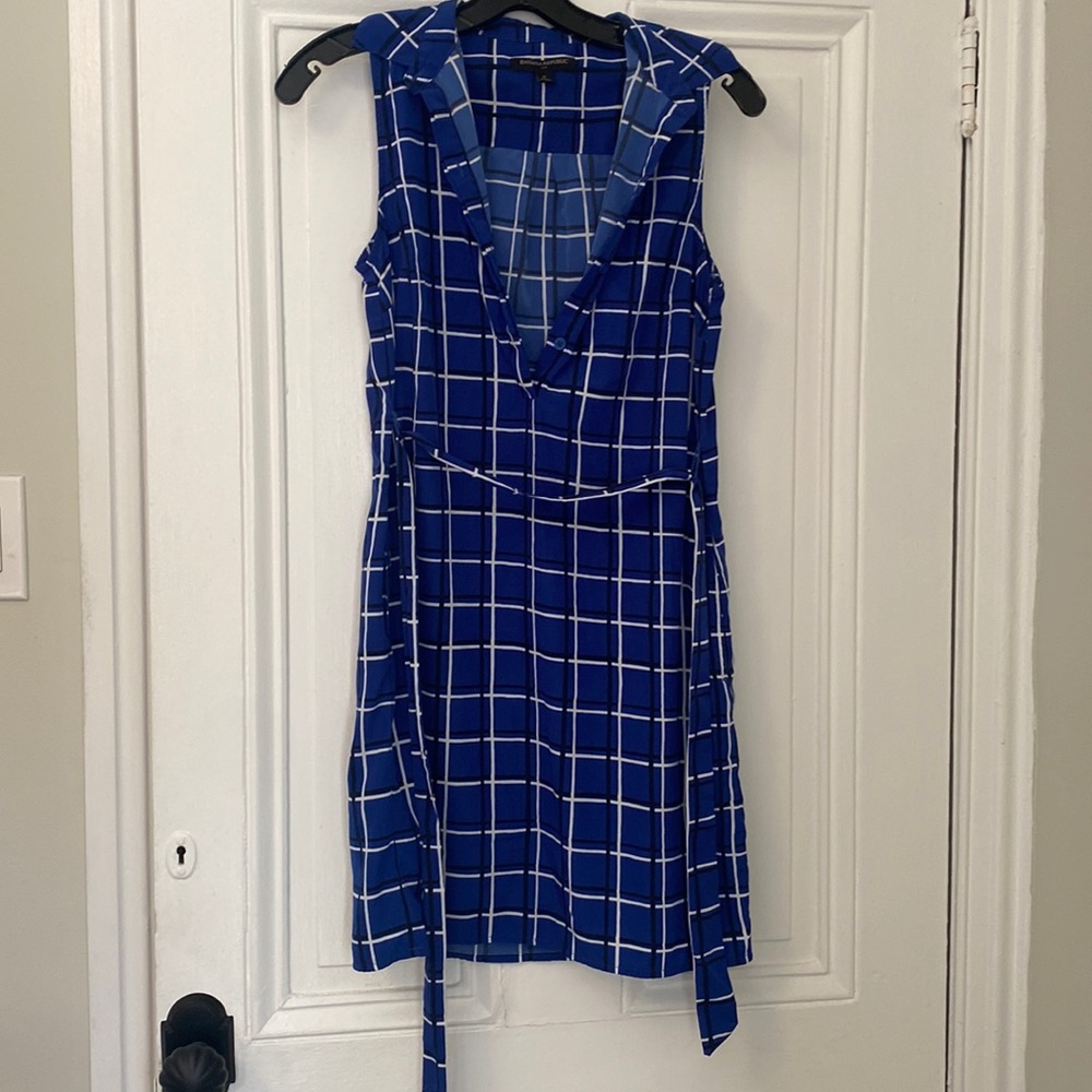 Banana Republic | Blue checkered mini dress with belt | perfect work dress!